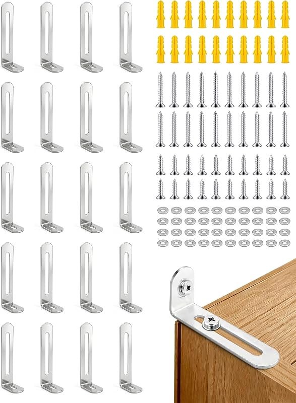 20 Pack Furniture Anchors for Baby Proofing, Anti Tip Safety Kit — Non-Slip Furniture Anchors for non slip furniture