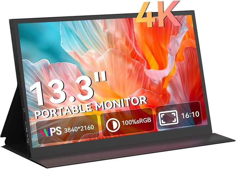 13.3 Inch Portable Monitor 3840x2160 IPS Display 100% sRGB