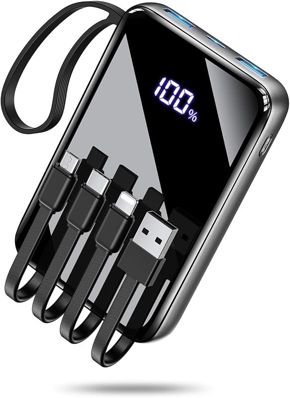 15000mAh Portable Charger Power Bank, 50% Smaller Built-in 4 Cables — best Portable Emergency Power Bank for portable
