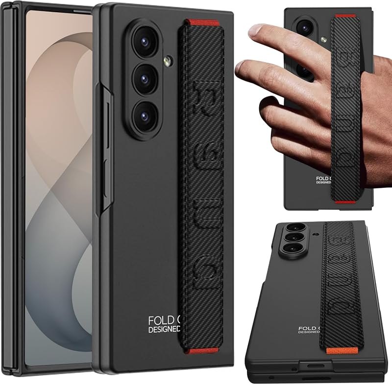 Carbon Fiber Strap Cover for Samsung Galaxy Z Fold 8 Ultra Case with Screen Protector, Shockproof Full Body Protection