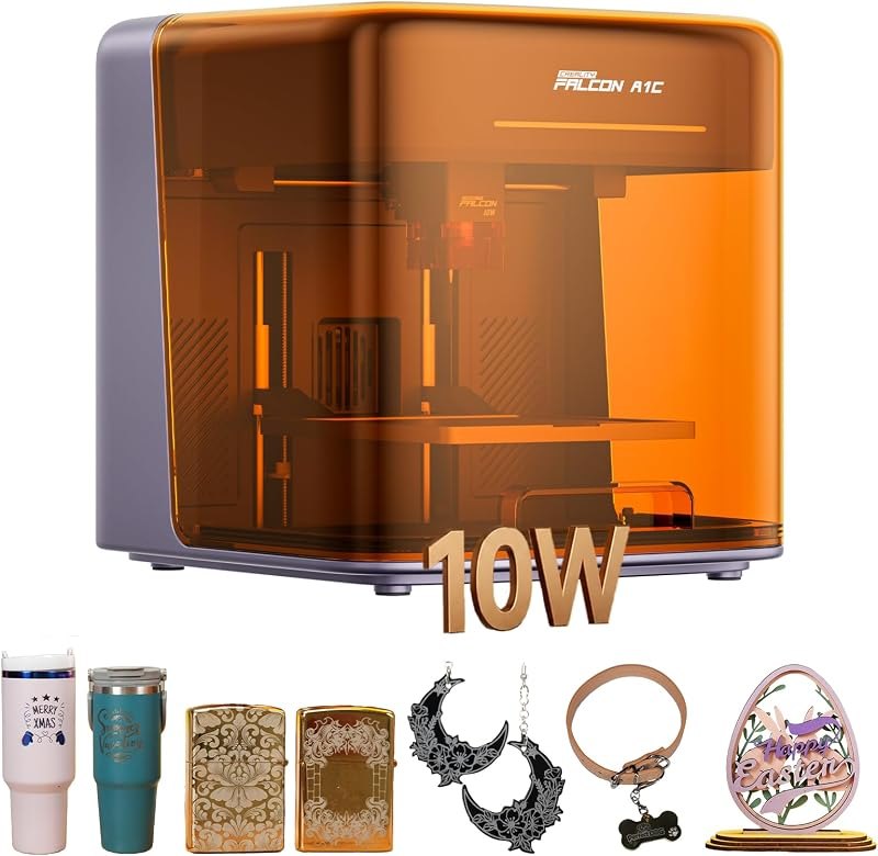 Creality Falcon A1C 10W Mini Laser Engraver, Class 1 AI Desktop Laser Engraving Machine with Auto Focus, Smart Camera