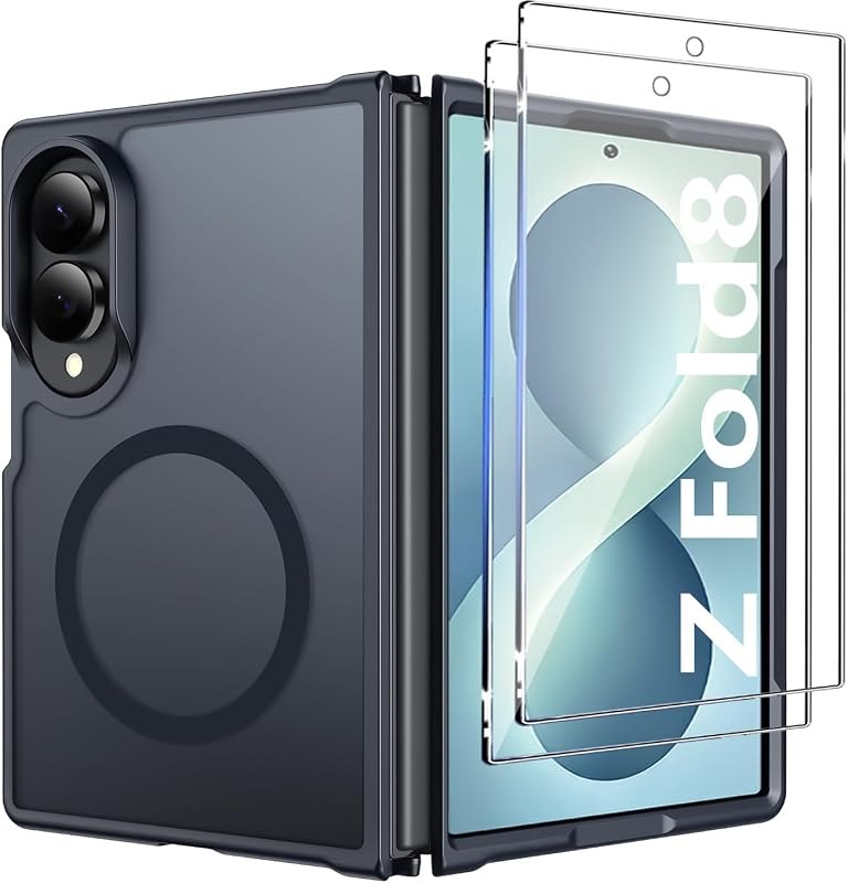 for Samsung Galaxy Z Fold 8 Case,Magnetic Samsung Fold 8 Phone Case with Front Screen Protector X2 [Compatible with