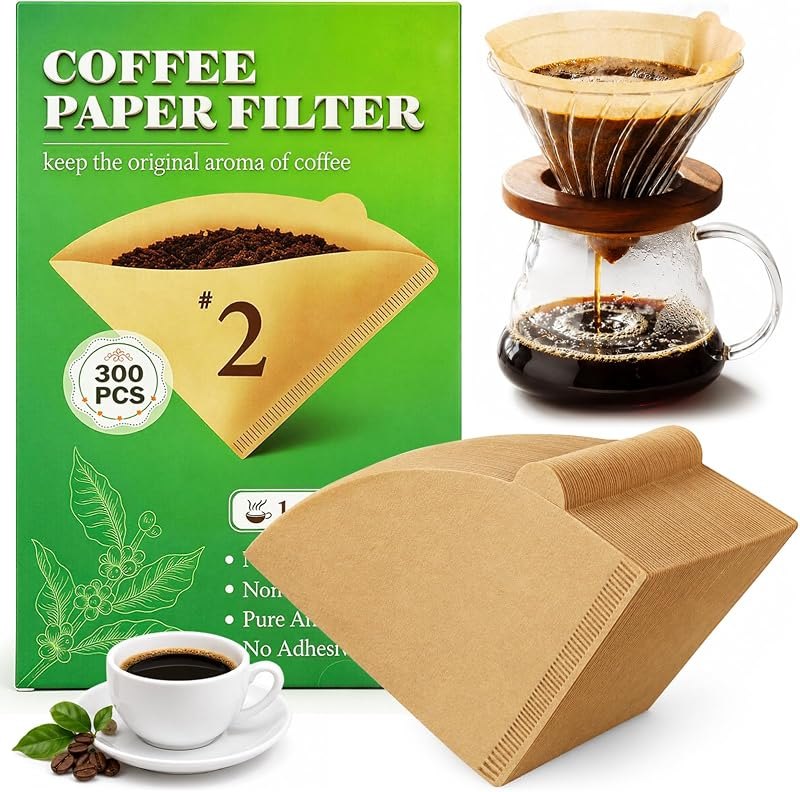 BYKITCHEN 300 PCS Cone Coffee Filters Size 2, Unbleached, Pour over, 1-4Cup — pour over for home coffee maker