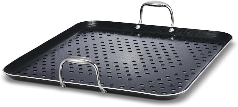 HexClad 16" Hybrid Nonstick BBQ Grill Topper, Dishwasher-Friendly, BBQ and Oven-Safe Up to 900°F — cast iron grill pan