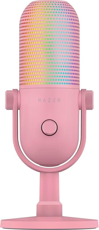 Razer Seiren V3 Chroma 32‐Bit DSP, USB-C Microphone for PC & Mac, Pink — computing usb microphone for computing usb