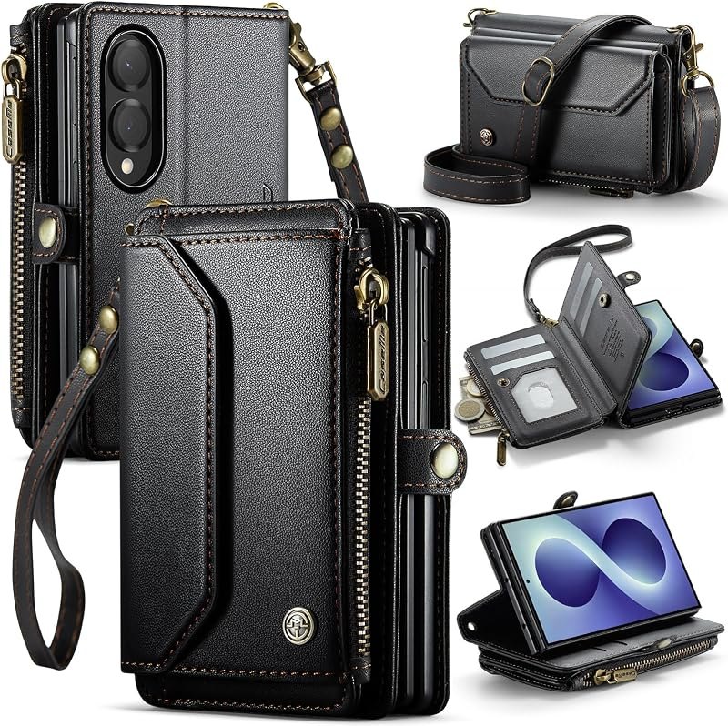 for Samsung Galaxy Z Fold 8 Case, Women Men Multi-Function Wallet Case with Stand RFID Blocking Featuring Magnetic