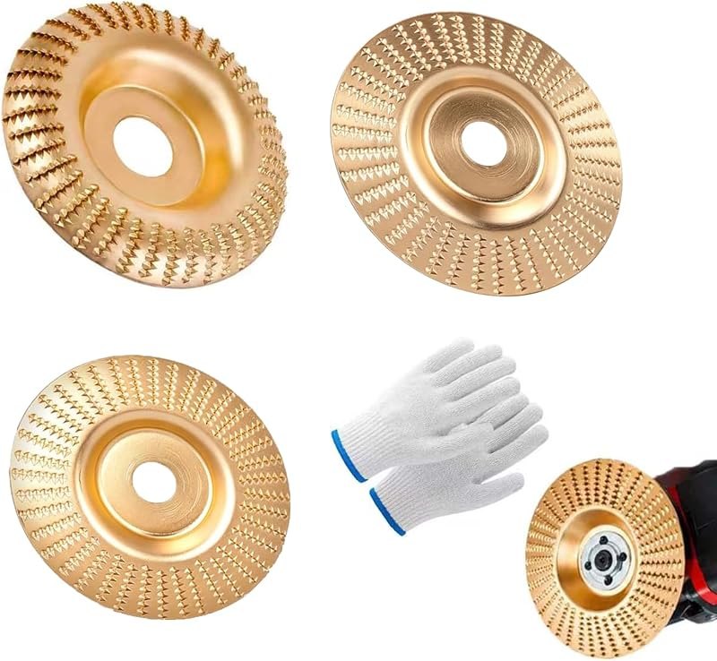 3 PCS Wood Carving Disc Set, 7/8" Arbor with 5/8"-7/8" Reducing Bushings, Fits 4 & 4.5 Inch Angle Grinder for