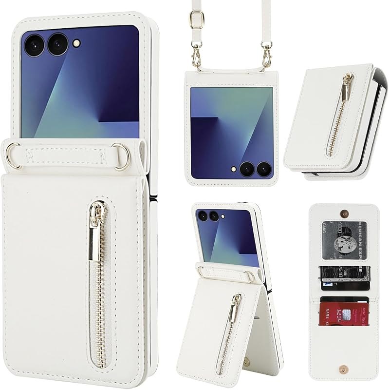 for Samsung Galaxy Z Flip 8 Wallet Case Card Slots Crossbody Strap — best Galaxy Z Flip 8 strap for galaxy flip strap