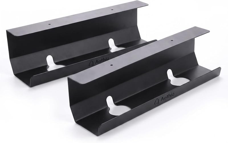 Aothia Under Desk Cable Management Tray, 2 Pack (16.5 in, Metal, Black) — cable tray for standing desk accessories