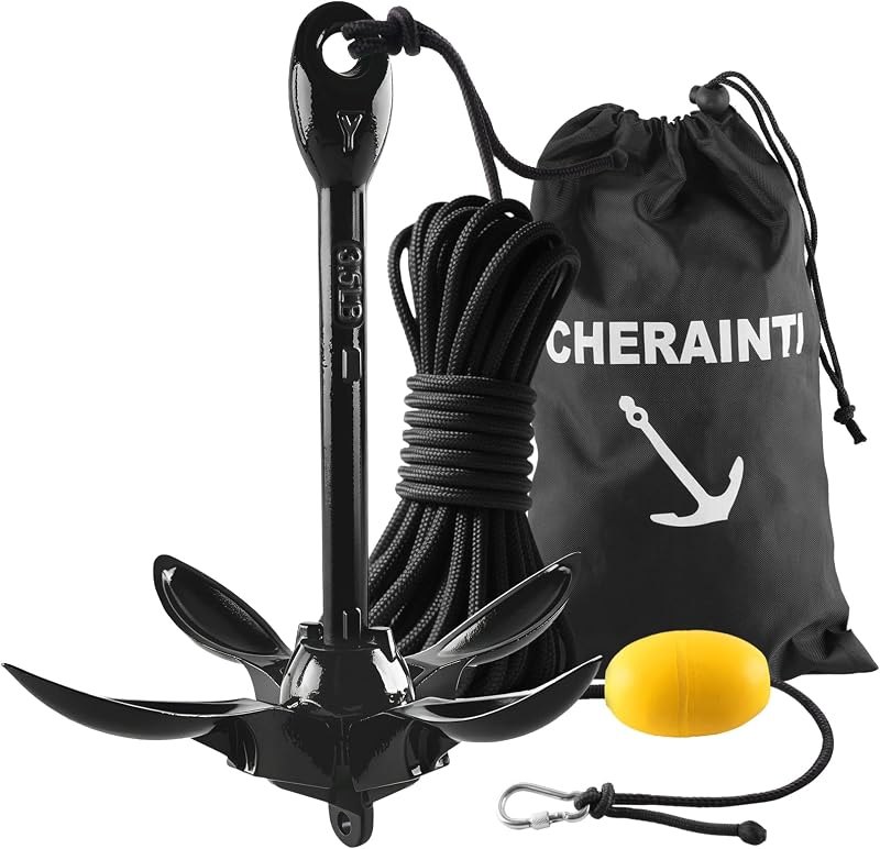 Kayak Anchor, 3.5 Lb Folding Marine Grapnel Anchor Kit with 40ft Rope and Buoy for Kayaks Jet Ski SUP Paddle Boards
