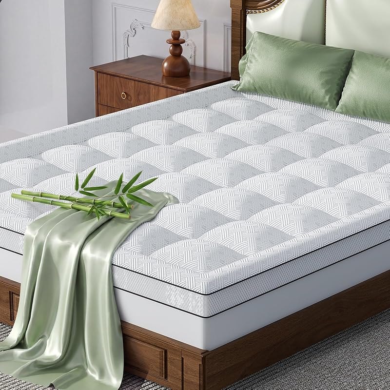 3 Inch Full Mattress Topper Bamboo Viscose Thick Pillow Top Mattress Pad — bamboo mattress topper for bamboo mattress