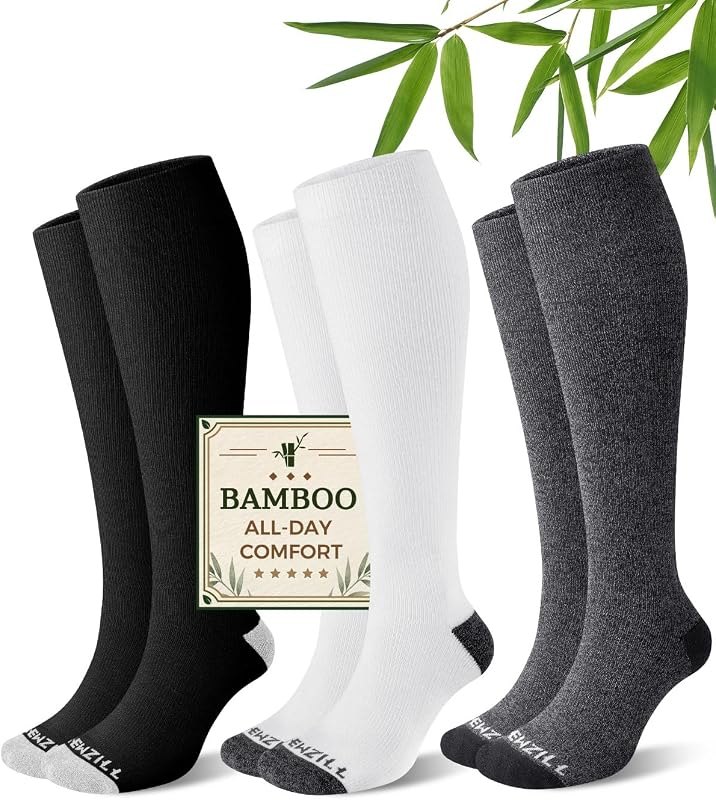 3 Pairs Bamboo Viscose Compression Socks for Women & Men 15-20 mmHg — graduated compression socks for graduated