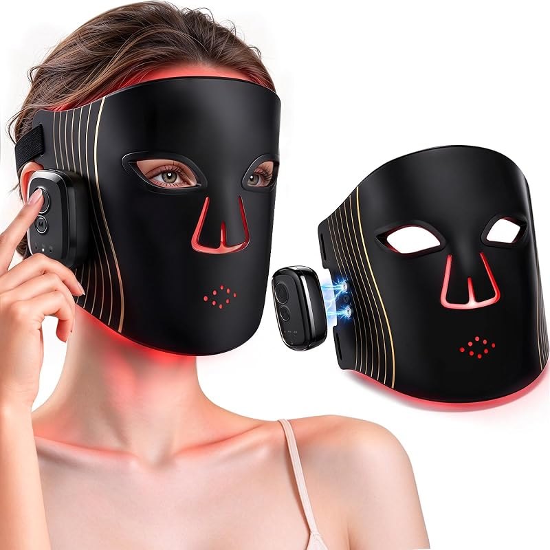 Red Light Therapy Mask for Face, Wireless LED Face Mask, 336 LEDs — LED face mask with ear hooks for led face mask ear