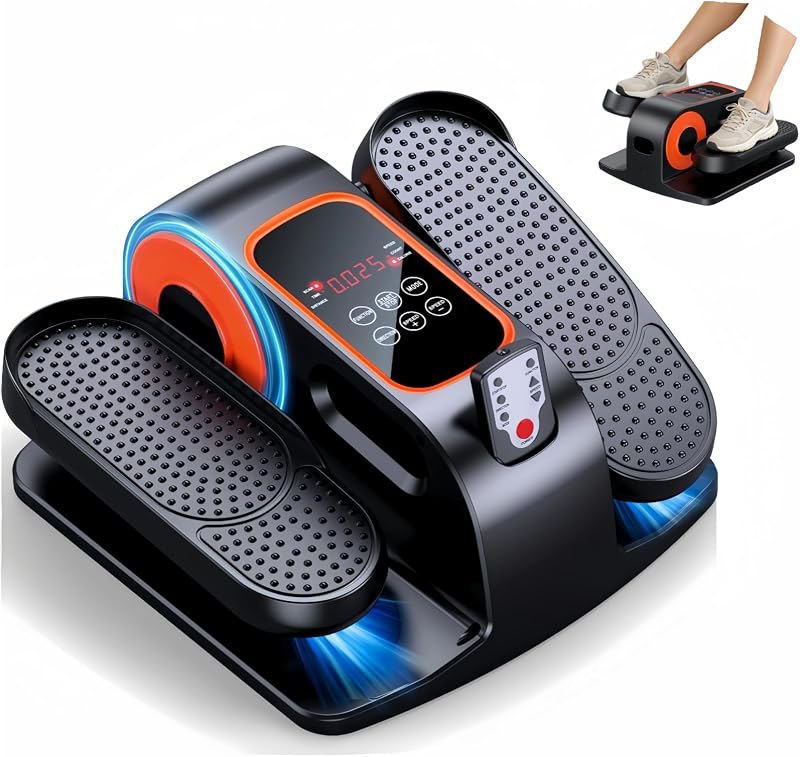 Under Desk Elliptical, Elliptical Leg Exerciser for Seniors, Home Portable Elliptical with Remote Control and 12