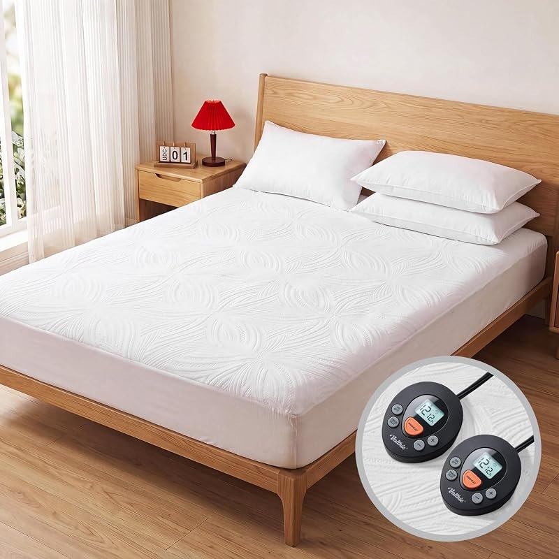 Valthie Heated Mattress Pad Queen Size, Electric Bed Warmer with Preheat
