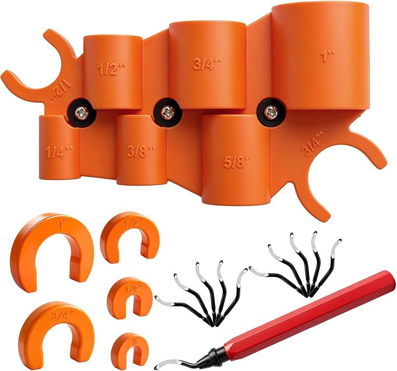 17 Pcs 1/4'' - 1'' Depth Gauge and Pipe Deburring Tool, Removal Tools Set for Sharkbite Fittings, Deburring Tool with