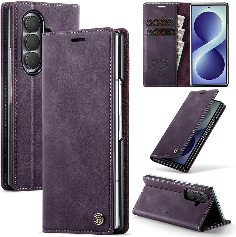 Wallet Case for Samsung Galaxy Z Fold 8 Ultra Leather Wallet Flip Cover with Card Holder, Kickstand, Magnetic Closure