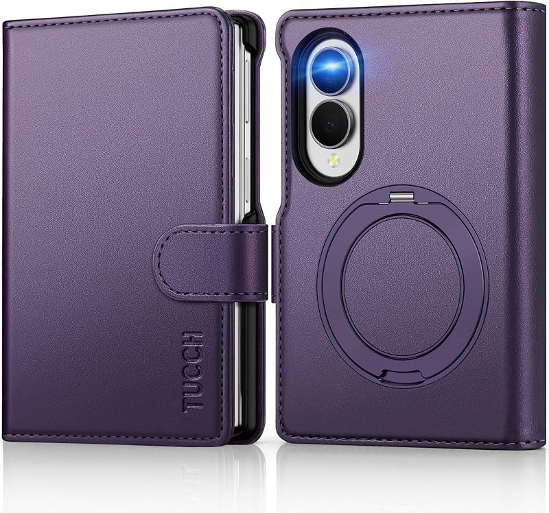 Case Wallet with Ring Stand for Galaxy Z Fold8 (7.6"), Deep Purple — galaxy z fold 8 folio for galaxy fold folio
