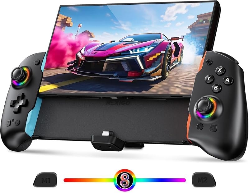 NexiGo Hall Effect Gripcon for Switch 2, 4K HDMI Output for TV Mode, Ergonomic Handheld Controller with Hall Sensing