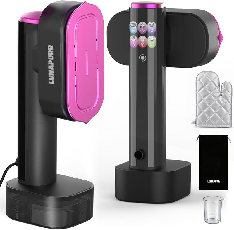 Travel Steamer for Clothes, 2-in-1 Handheld Garment Steamer & Iron, Magenta — travel garment steamer for travel