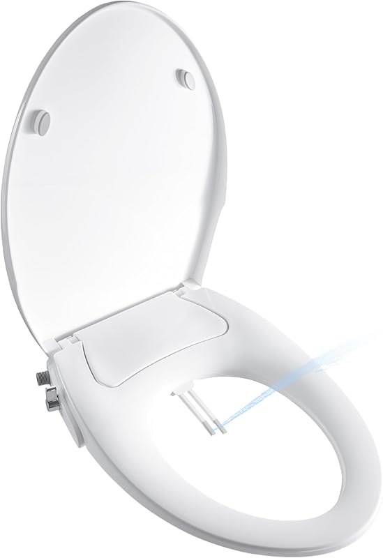 Non-Electric Bidet Seat for Elongated Toilet Seat Soft Close with Quick Release Hinges for Easy Clean Dual Nozzle