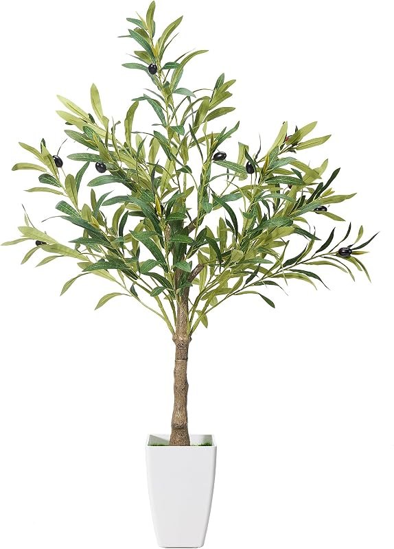 Small Olive Tree, 3FT Faux Olive Trees with White Planter — small artificial olive tree for small artificial olive tree
