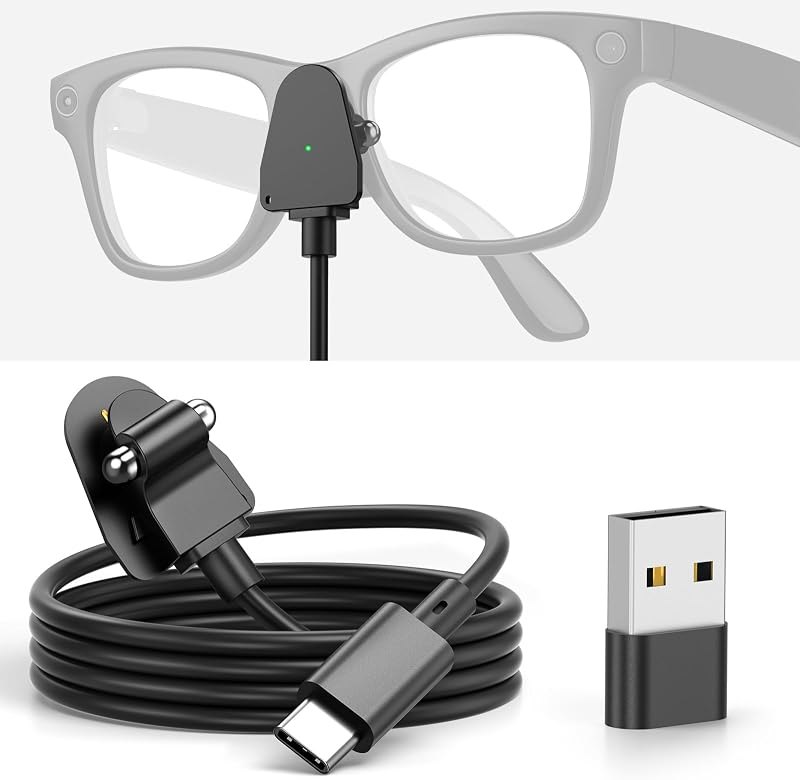 USB C Charging Cable for Ray-Ban Meta Smart Glasses Gen 2 Wayfarer/Skyler/Headliner/Scirber Opotics/Oakley Meta HSTN