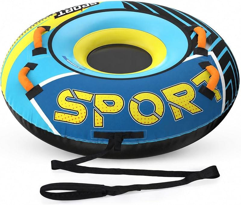 47'' Heavy Duty Snow Tube with Premium Canvas Cover and 4 Foam Filled Handles