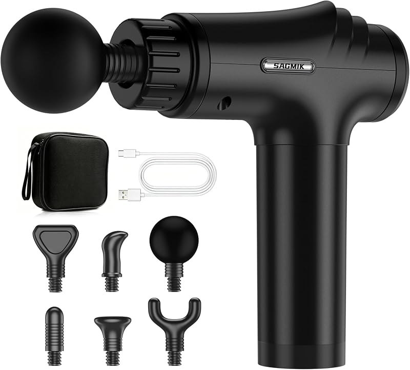 Massage Gun, 30 Speeds, 6 Heads, Quiet Deep Tissue Muscle Massager — mini massage gun for mini massage gun