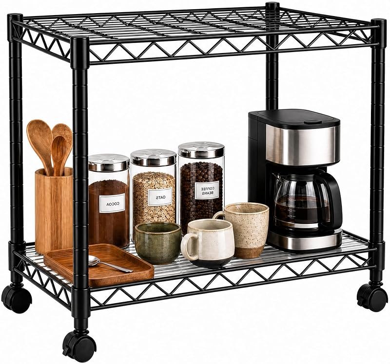 Storage Shelves - 2 Tier Metal Shelving Unit, 14" D × 24" W × 20" H — storage garage shelf for storage garage shelf