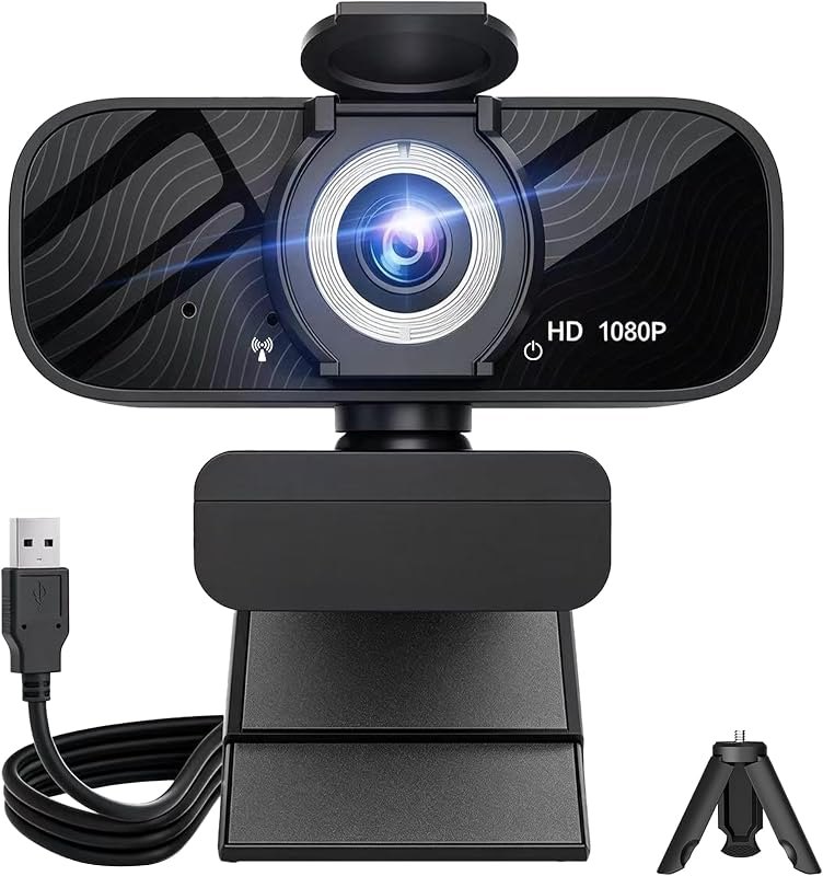 HD PC Webcam, Full HD 1080p/30fps Video, Clear Audio, Light Correction, Works with Microsoft Teams, Google Meet, Zoom