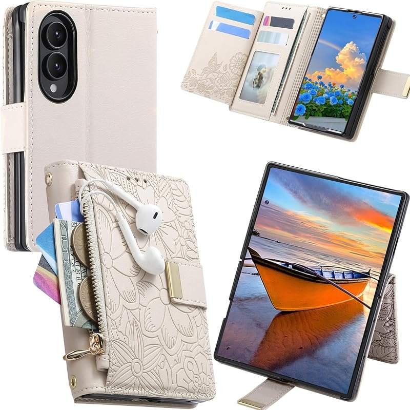Wallet Case with Card Slots for Galaxy Z Fold8 HY-White — galaxy z fold 8 folio for galaxy fold folio