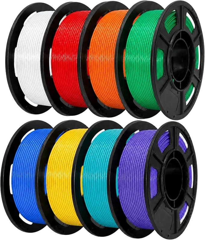 8 Colors PLA+ 3D Printer Filament Bundle, 8 Pack 250g Spool, High-Speed & Strong Toughness,Ideal as Birthday Gift -