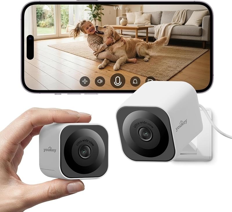 youkey Indoor Camera with Magnetic Base, 2K Plug-in Home Security Camera — indoor pan security camera for indoor pan