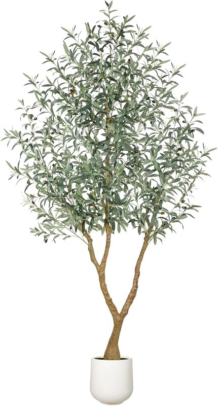 7FT Olive Trees Artificial Indoor - Fake Olive Tree Artificial Plants Indoor Fake Trees with Lifelike Fruits and