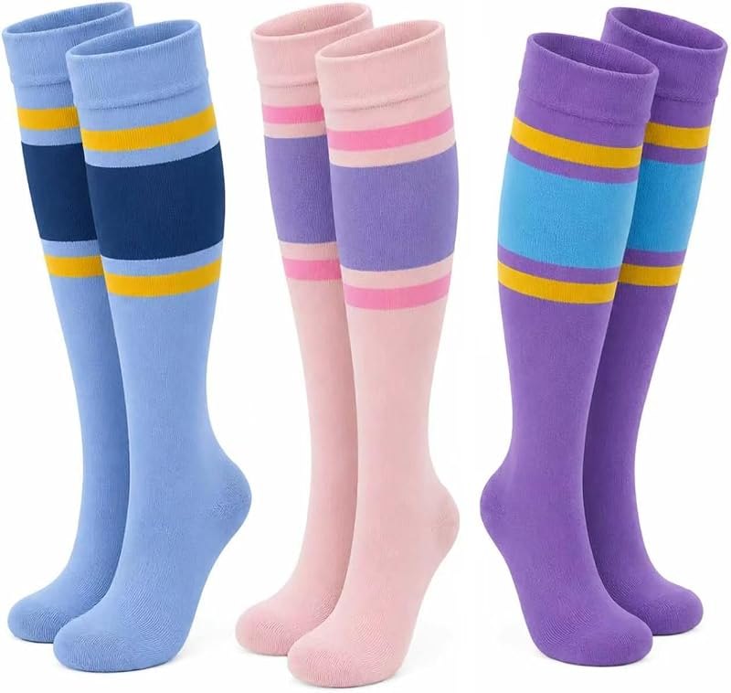 3-Pack 20-30 mmHg Cotton Compression Socks, Bright Striped — 30 mmHg compression socks for mmhg compression socks