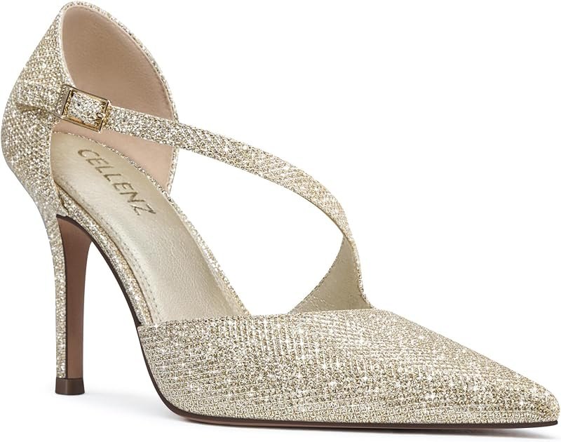 Women Closed Toe Heels: Comfortable Dress Pumps Shoes — metallic pointed toe pumps for metallic pointed toe pumps