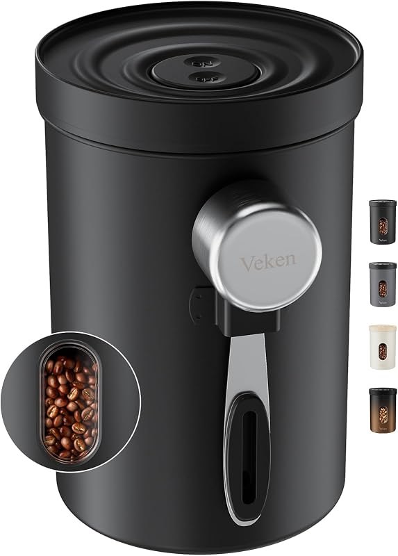 Veken Electric Vacuum Coffee Canister with Window, Auto-Seal Container,19OZ — coffee storage canister for coffee