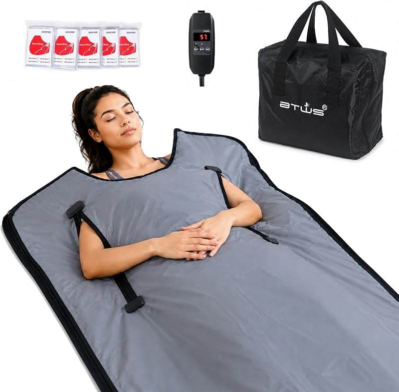 Infrared Sauna Blanket for Detox & Relaxation, 71"x31" Low EMF Portable Blanket with Silicone Fiber Heating