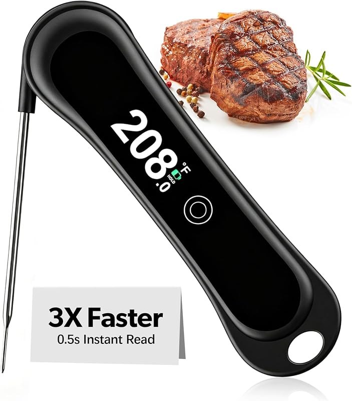 2026 Upgraded Meat Thermometer Digital-1 Second Instant Read Food Thermometer with Large LED Display-IP67 Waterproof