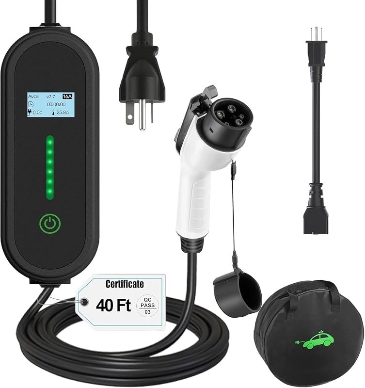 40FT Level 1&2 EV Charger 16A 110/240V NEMA 6‑20 J1772 — 16A J1772 EV charger for 16a j1772 charger