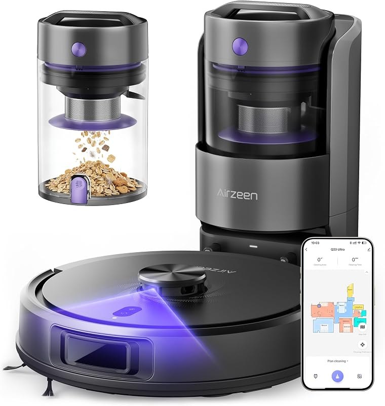 Airzeen Bagless Robot Vacuum and Mop Self-Emptying for Pet Hair/Carpet — robot vacuum mop for robot vacuum mop