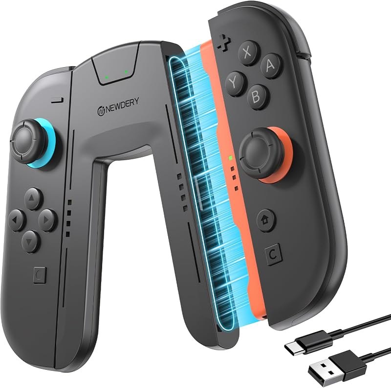 NEWDERY LIFE Magnetic Charging Grip for Switch 2, Compatible with Joy Con 2 — Switch 2 Pro Controller for switch pro