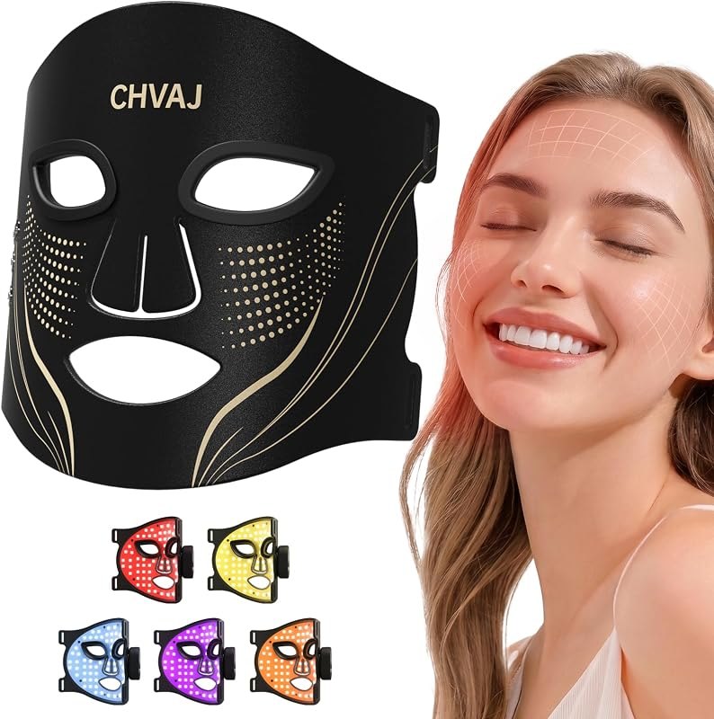 Wireless LED Red Light Therapy Mask for Face, 4-in-1 Chip 312 Beads, 5 Modes Light Therapy Face Mask with Dual 1000mAh