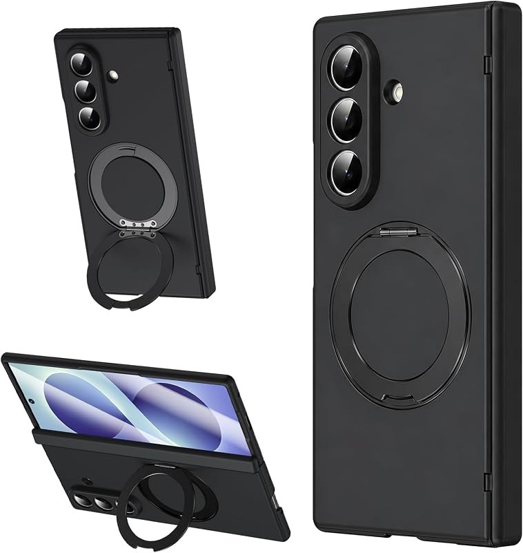 for Samsung Galaxy Z Fold 8 Ultra Case, Built-in Tempered Glass Screen Protector, 360° Ring Holder Kickstand