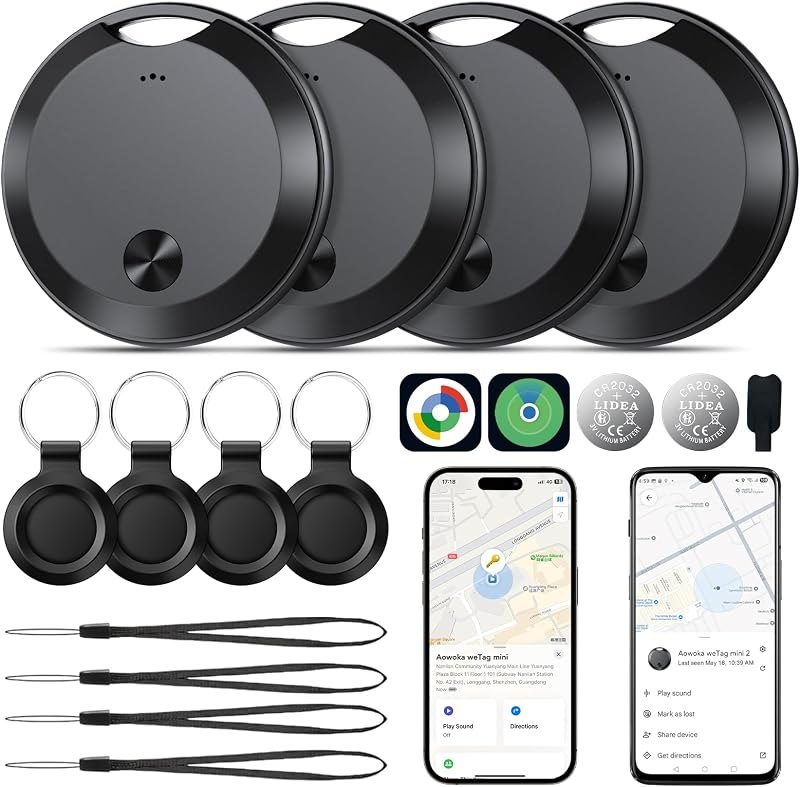 Air Tracker Tags-4 Pack: Smart Bluetooth Tracker, Item Finder Works with Apple Find My (iOS Only) App, Trakcer Tag
