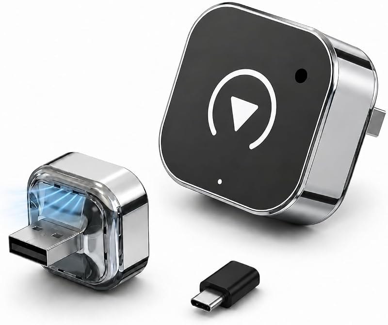 Wireless CarPlay Adapter, 2-in-1 Wired to Wireless CarPlay and Android Auto, Plug and Play, Fast Auto Reconnect, Mini