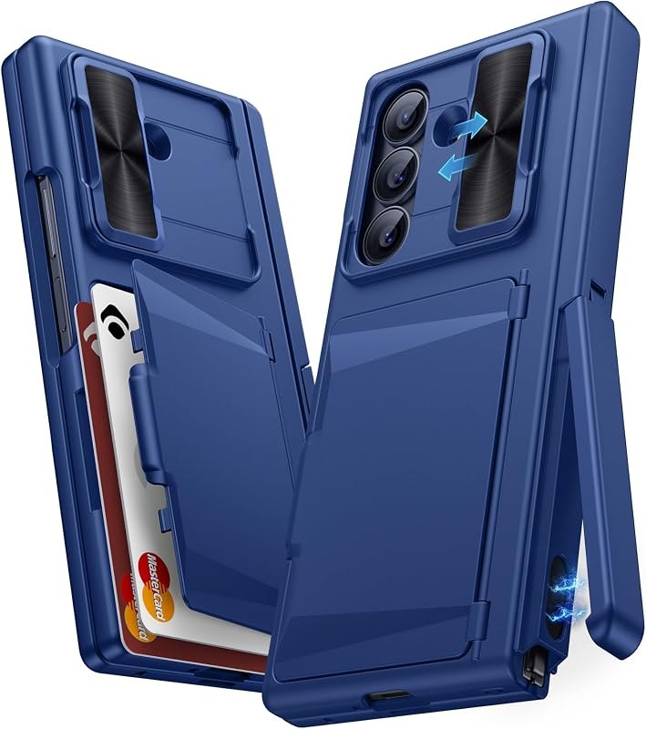 for Samsung Galaxy Z Fold 8 Ultra Case Wallet with Stand, Blue — screen protector for samsung galaxy fold ultra