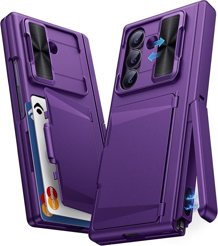 for Samsung Galaxy Z Fold 8 Ultra Case Wallet with Stand, Purple — z fold 8 ultra skin for fold ultra skin