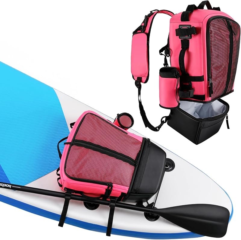 MORXPLOR Muti-Use Low Profile Waterproof Paddle board Backpack Cooler Deck Bag,24 Can Sup Deck Cooler Bag With 2 Leak